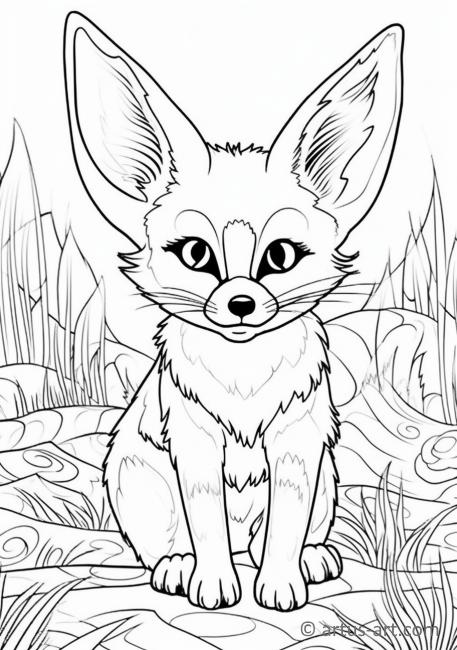 Fennec fox Coloring Page For Kids